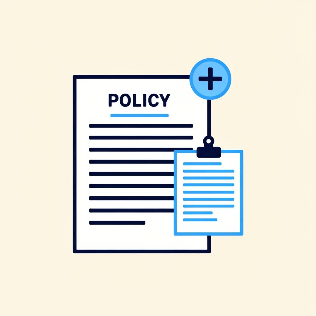 Insurance policy with attached endorsement rider pages representing optional coverage additions to a homeowners policy