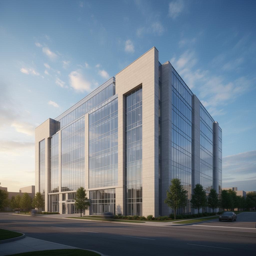Modern insurance company headquarters building representing the insurer that underwrites and pays homeowners insurance claims