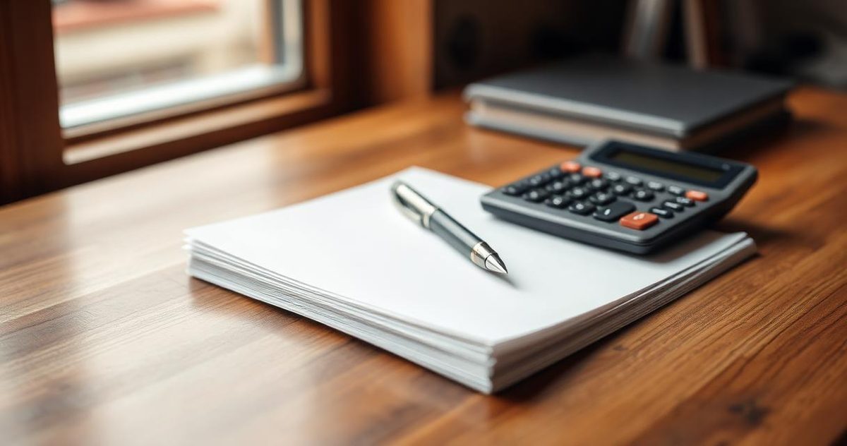 Calculator and pen on a desk representing an insurance premium surcharge added after a claim or risk change