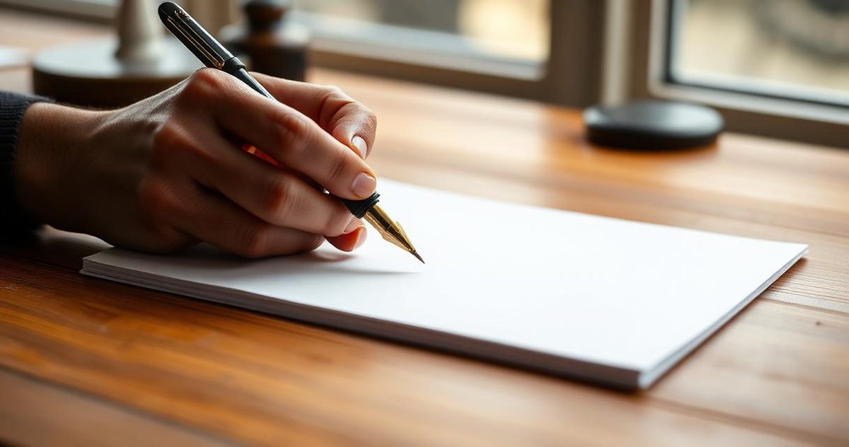 Hand with a fountain pen over a blank waiver document representing an insurance subrogation or rights waiver agreement